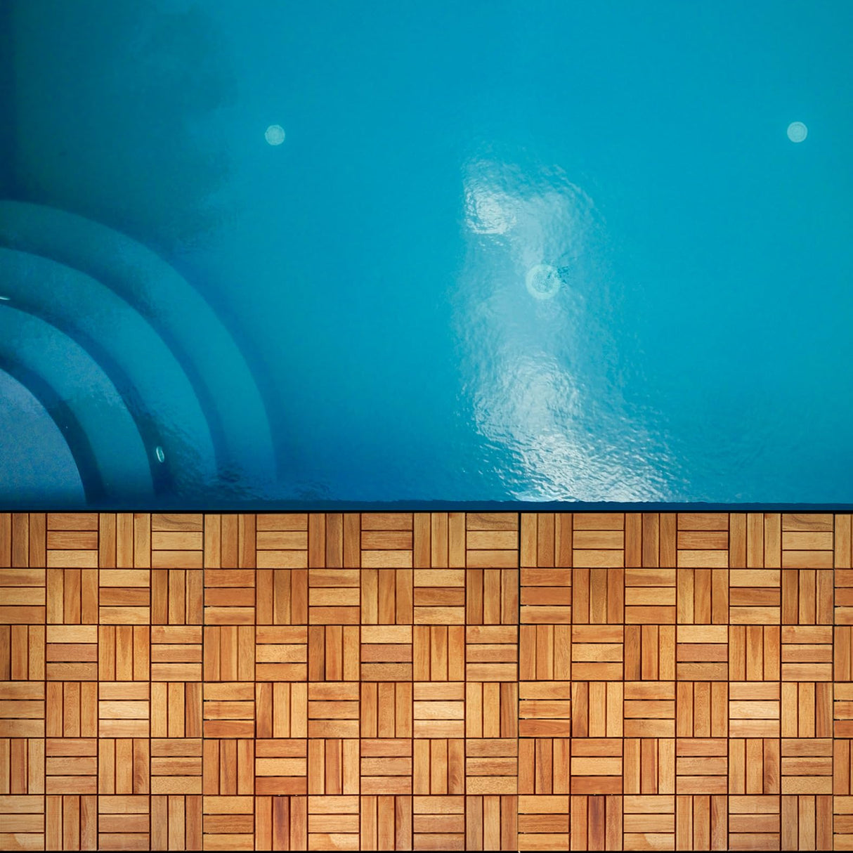 Interlocking Deck Tile (Pack of 10, 12"x12") Acacia Hardwood Deck Tile, Interlocking Patio Tile in Solid Acacia Wooden Oiled Finish Waterproof all TAITIAT