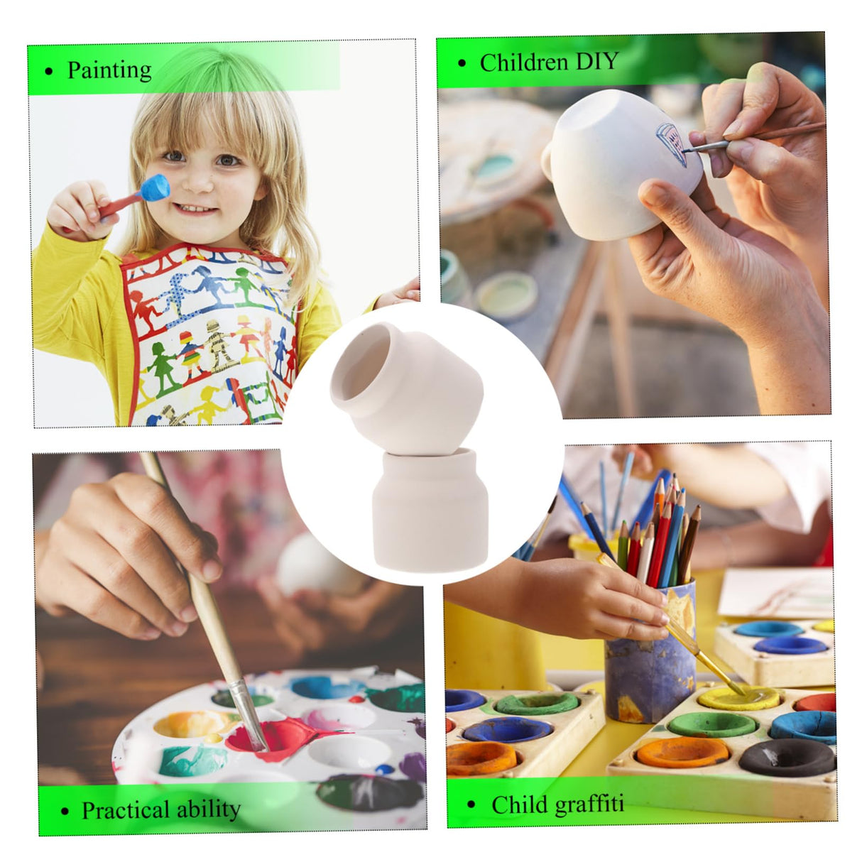 FUNOMOCYA 2pcs Flowerpot Hand Paint Mini Flower Pots Small Planter Unfinished Flower Pot Ceramic Pot Decorative Flower Pot Decorative Planter Floral FUNOMOCYA