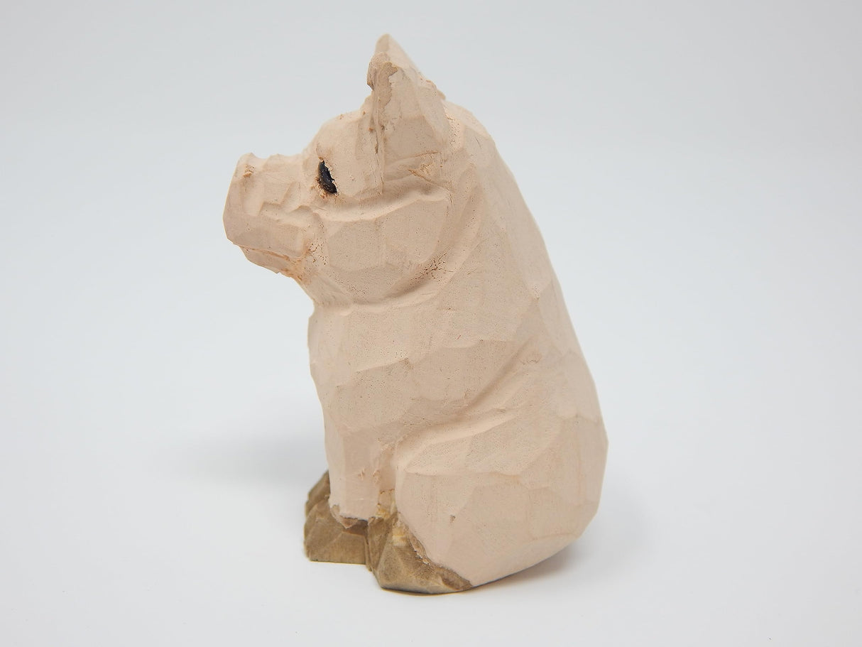Selsela Pig Wood Ornament Hanging Barn Farm Animal Figurine Handmade Carved Decoration Selsela