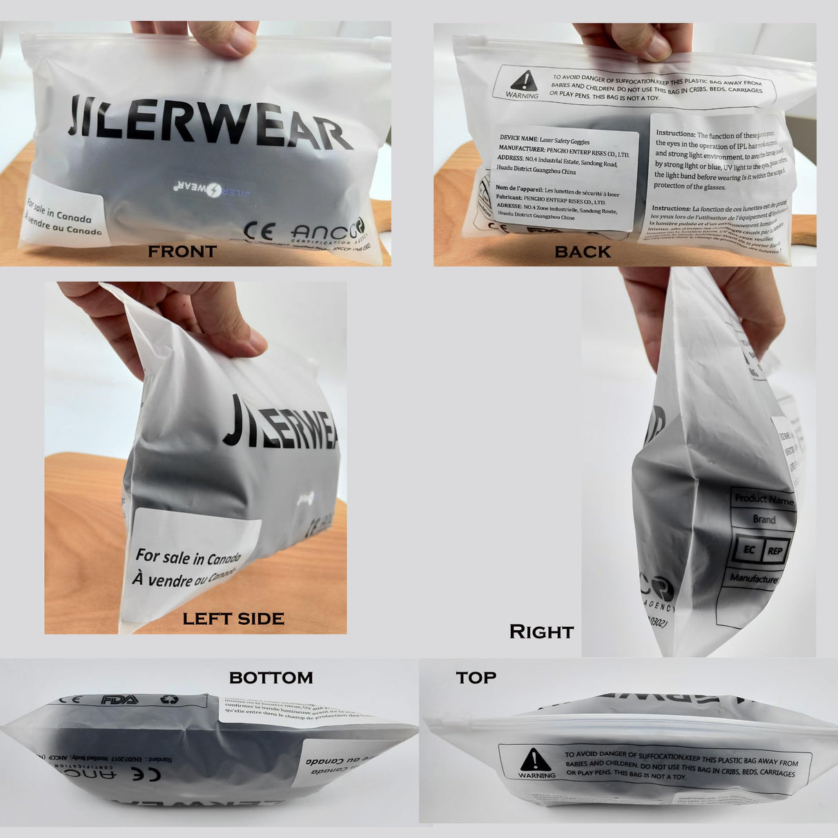 JILERWEAR Professional Laser Safety Glasses for 405nm,445nm,450nm,532nm,850nm Laser and 190nm-490nm Wavelength Violet/Blue/Red Laser Protection JILERWEAR