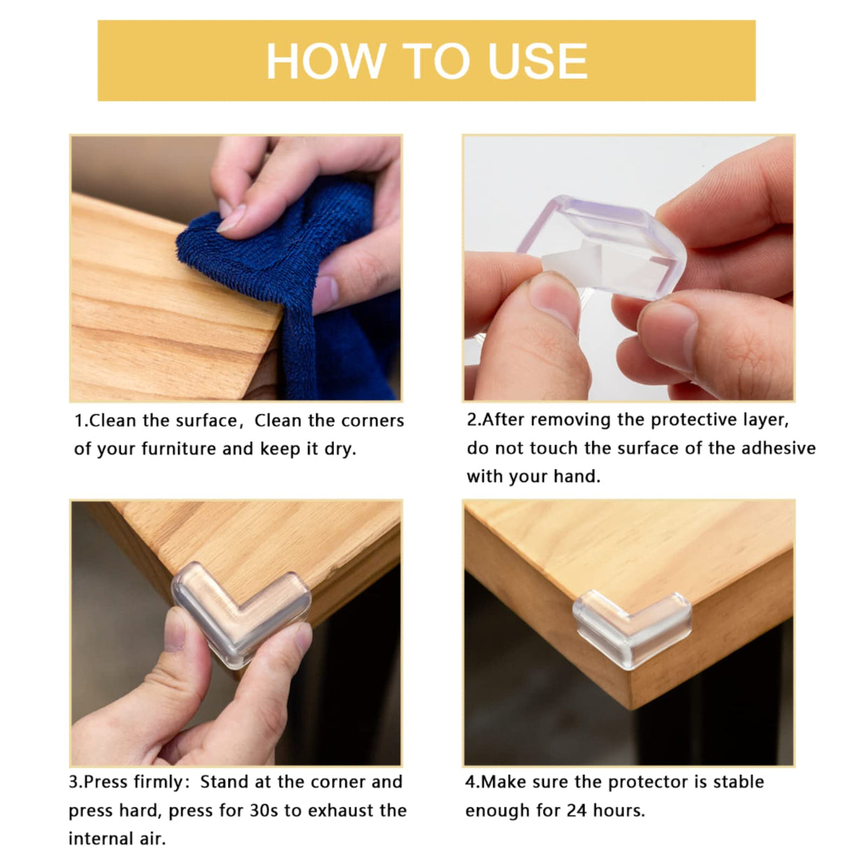 8 Pack Corner Protector for Baby, Clear Furniture Corner Guard & Edge Safety Bumpers for Table Edges & Sharp Corners - Baby Proofing (L Shape) AIXMEET