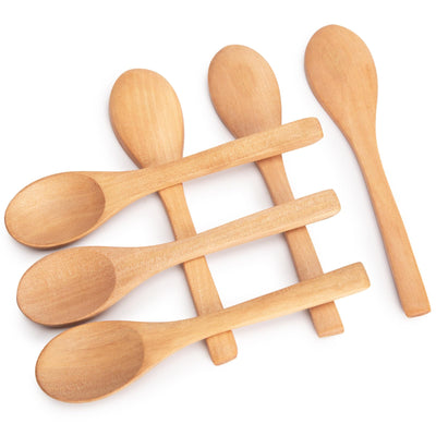 HANSGO 6PCS Small Wooden Spoons, Small Soup Spoons Serving Spoons 6inch Wooden Teaspoon for Coffee Tea Jam Bath Salts