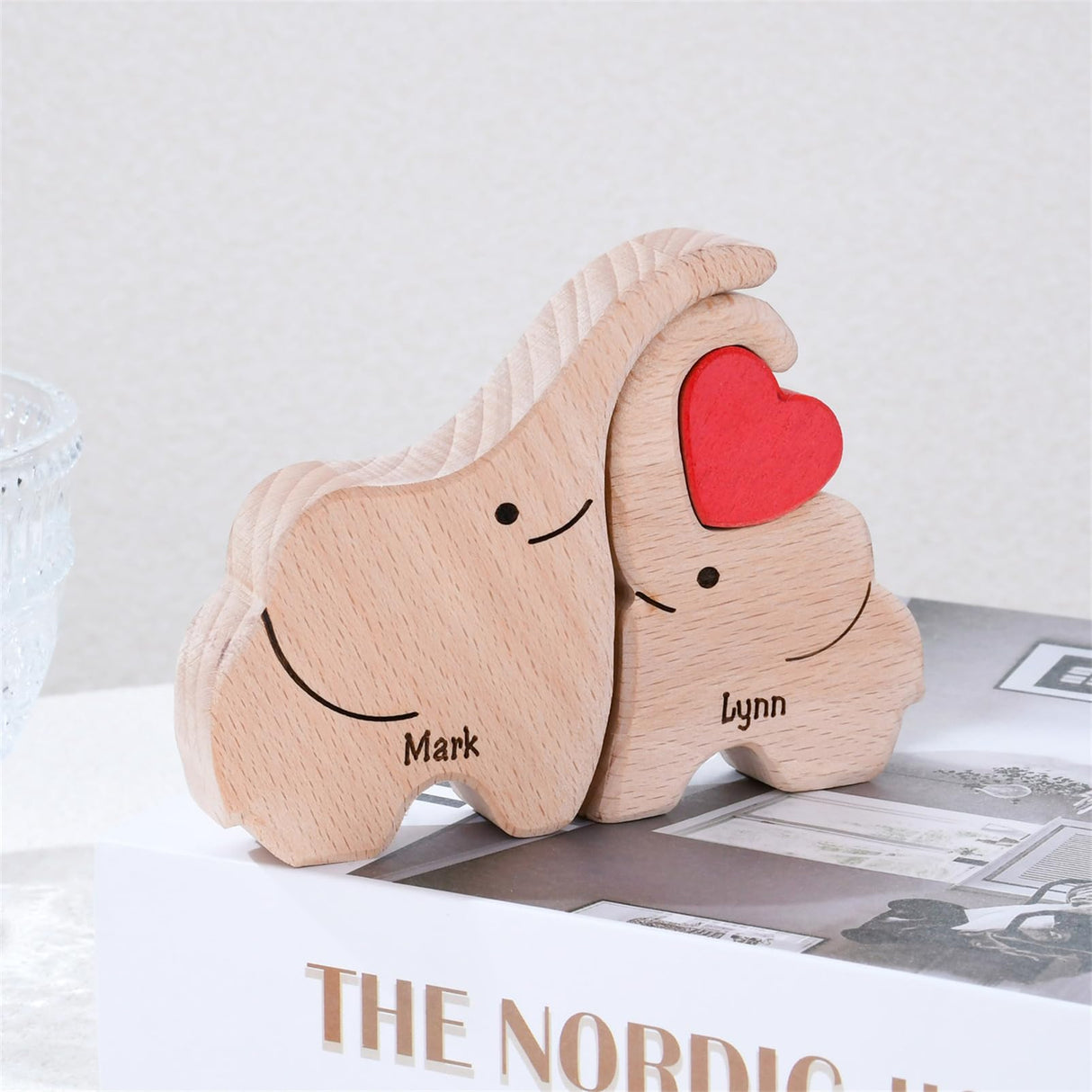 Personalized Wooden Puzzle with 2-8 Family Name,Wooden Elephant Puzzle,Customizable Wooden Puzzle for Home Decor and Thoughtful Gifts,Birthday for YOOURNEONS
