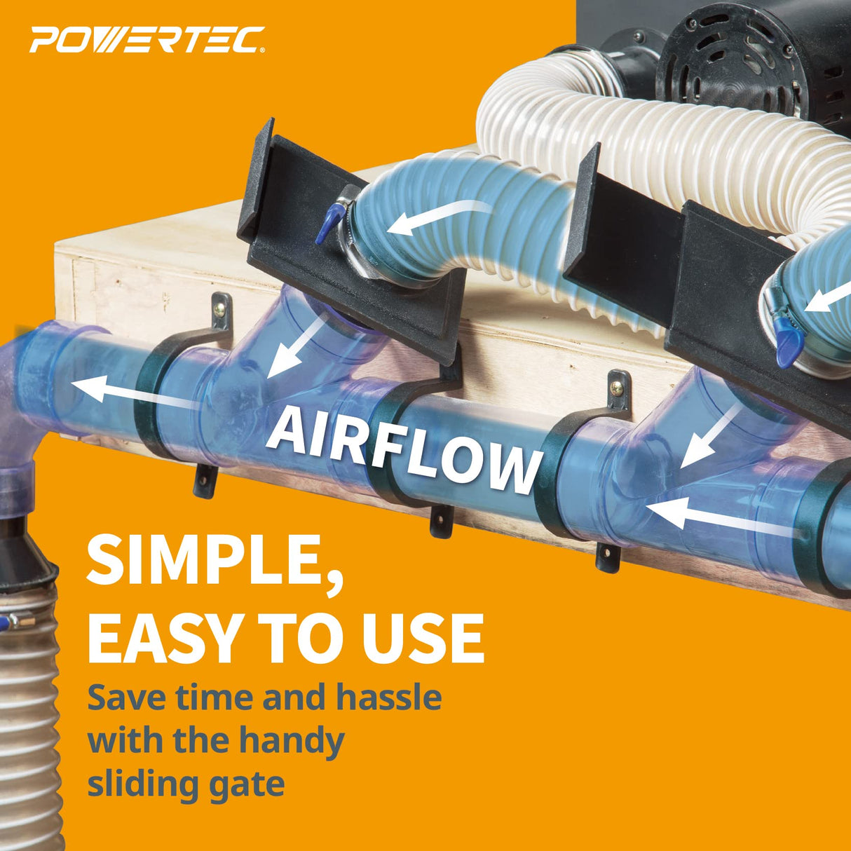 POWERTEC 70133 2-1/2-Inch Blast Gate for Dust Collector, Dust Collection Fittings POWERTEC