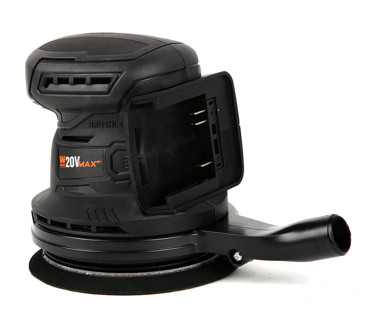 WEN Cordless Orbital Sander, Brushless with 5-Inch Random Orbit Pad, 20V Max 2.0 Ah Lithium-Ion Battery and Charger (20405),Black WEN
