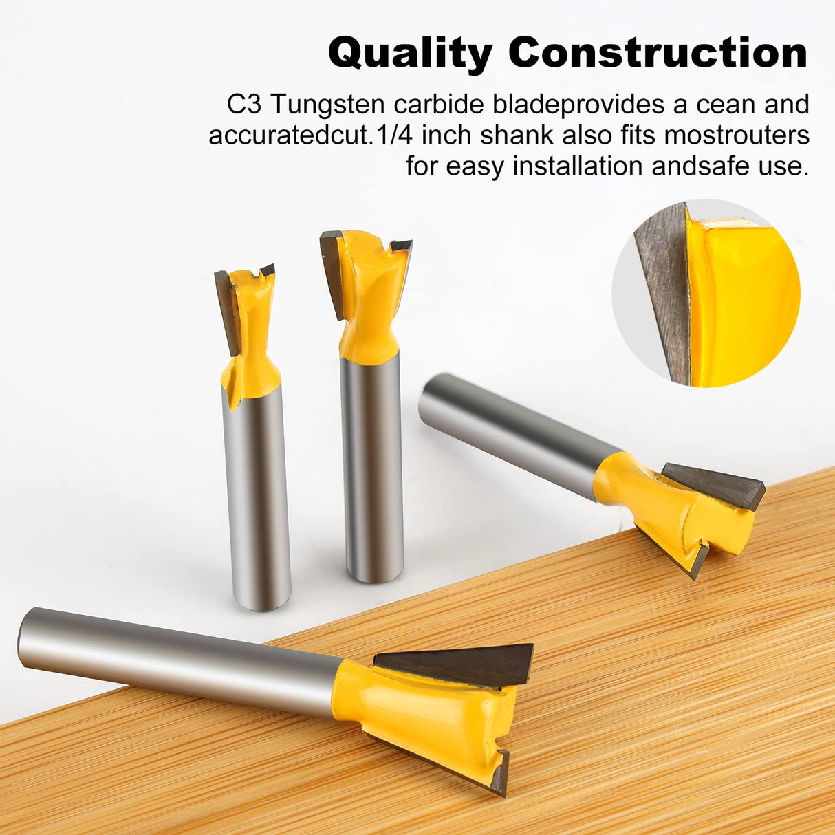 Yueqing Zhongji 1/4 Inch Shank Dovetail Router Bit Set 1/4"3/8"1/2" 5/8" Dovetail Router Bit-1/4"Shank -4PCS Yueqing Zhongji