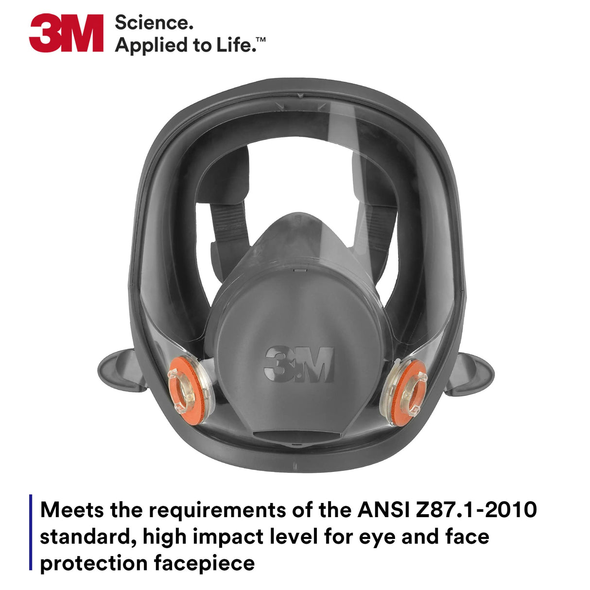 3M Full Facepiece Reusable Respirator 6800, NIOSH, Large Lens, ANSI High Impact Eye Protection, Silicone Face Seal, Four-Point Harness, Comfortable 3M