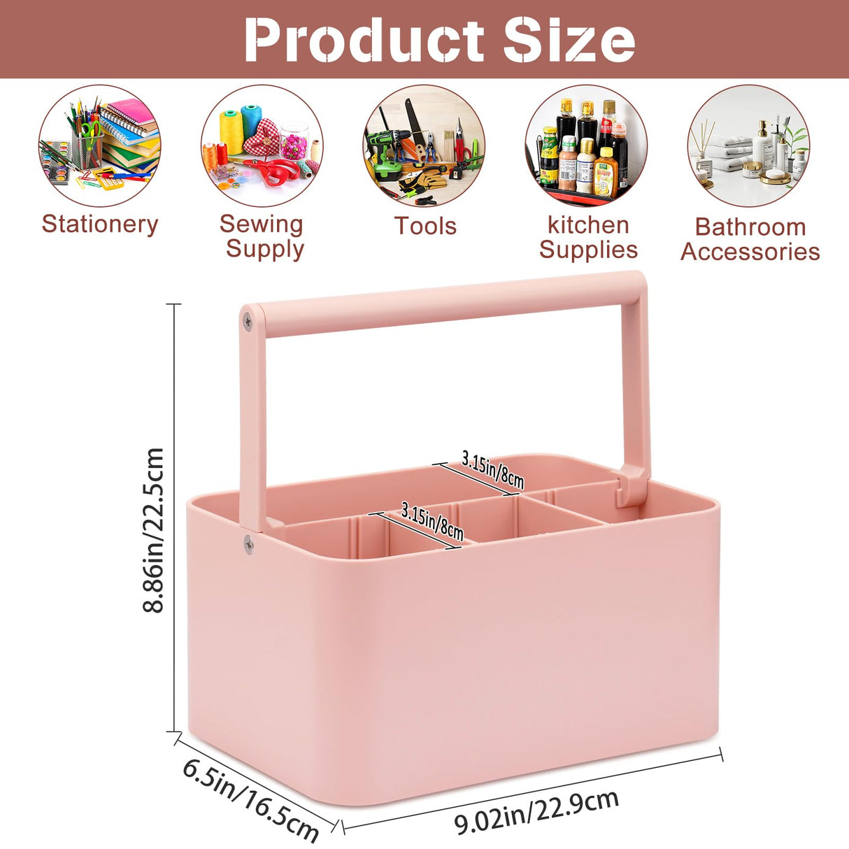 LAFARA Art Supply Storage Organizer, Multipurpose Caddy Organizer with Handle and Adjustable Divider, Plastic Portable Craft Storage Organizer Caddy LAFARA