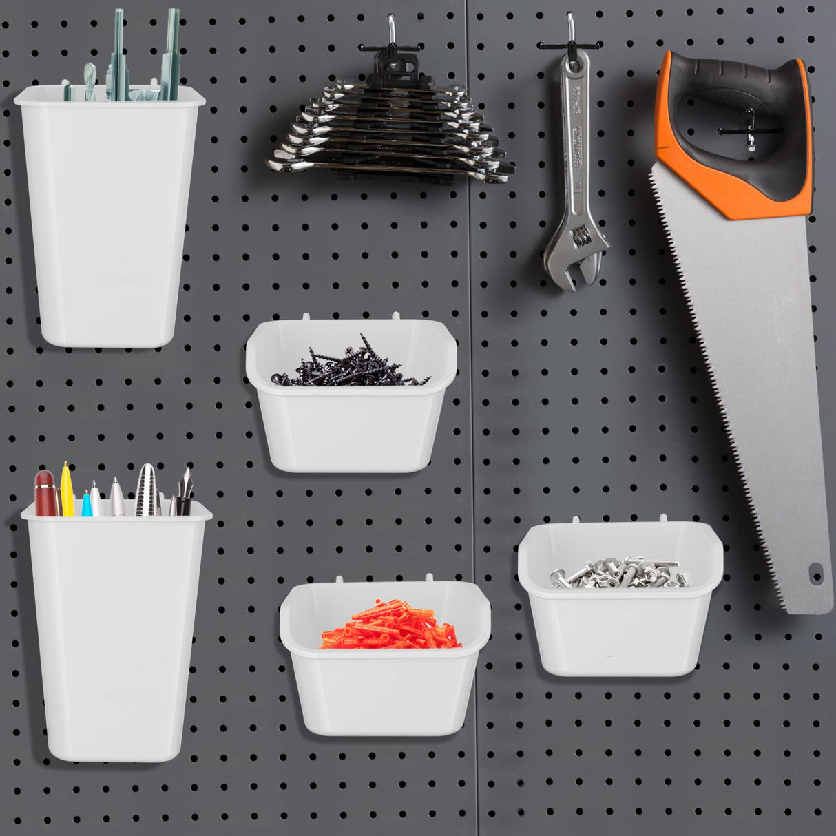 Daanxw 248PCS Pegboard Accessories Organizer Kit, Pegboard Bins, Pegboard Set for Tools, 1/8 and 1/4 inch Pegboard Hooks Assortment, Pegboard Bins, Daanxw