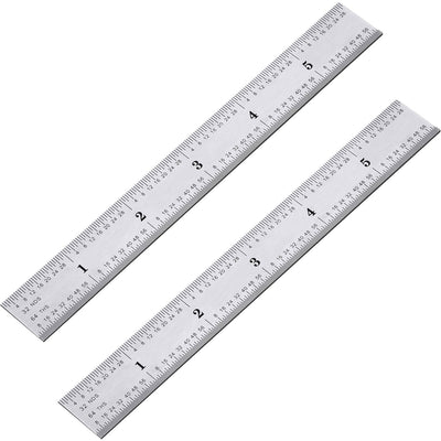 eBoot 2 Pack Stainless Steel Ruler Machinist Engineer Ruler, Rigid Metal Ruler with Inch Graduations 1/8, 1/16, 1/32, 1/64 Inch for Engineering,