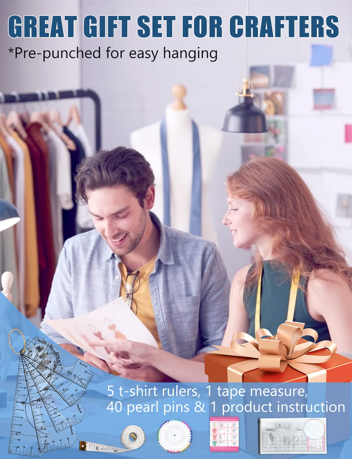 Tshirt Ruler Guide Vinyl Alignment Tool - Sublimation Accessories, T Shirt rulers to Center Designs, Transparent V-Neck/Round PVC Ruler for Adult Vowlove