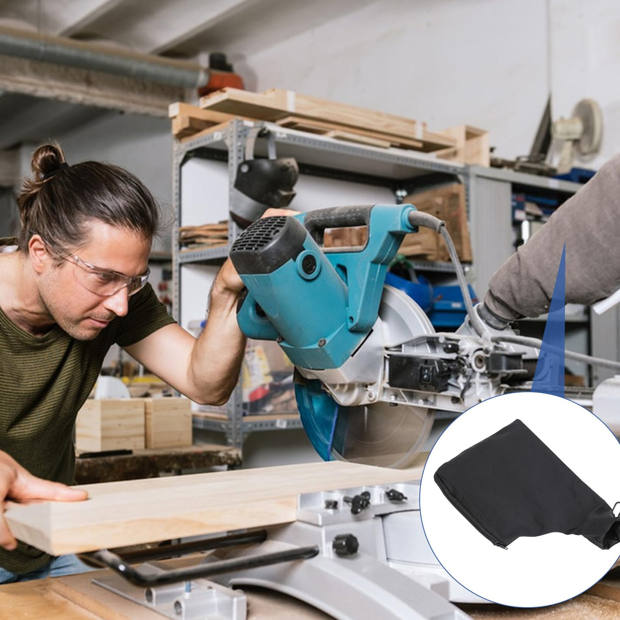 4Pcs Black Dust Collection Bag for Miter Saw Table Saw Miter Saw Dust Bag Black Dust Collection Bag 255 Model with Zipper and Wired Adjustable Stand Mozeat Lens