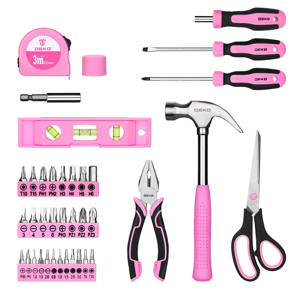 DEKOPRO Tool Set for Women: Pink Tool Set for Home Repair, Womens Tool Kit for All Purpose 42 Piece DEKOPRO