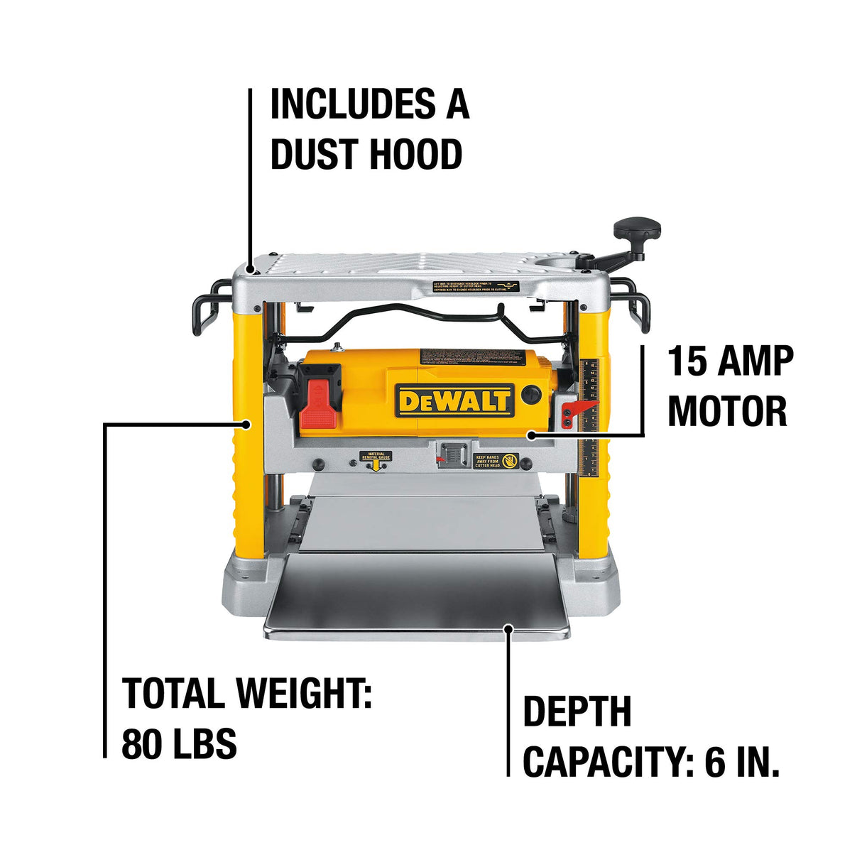 DEWALT Benchtop Planer, 15-Amp, 12-1/2-Inch, 3-Knife Cutter, 20,000 RPM, Corded (DW734) DEWALT