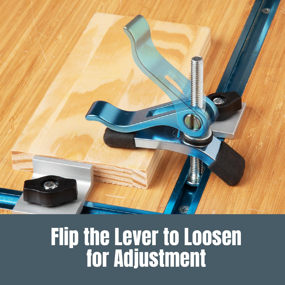 POWERTEC 71501 Aluminum Cam Clamp for Woodworking, 1/4”-20 Threaded Insert - 4PK, Blue POWERTEC