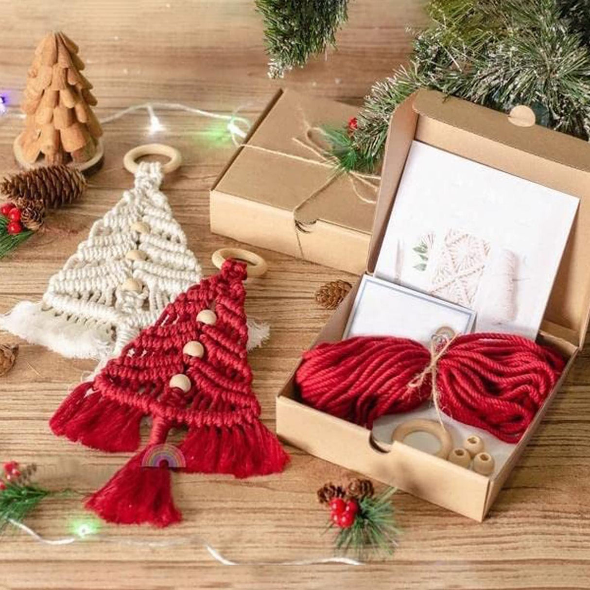 3PCS Christmas Tree Macrame Kit, Christmas Macrame Woven Tree DIY Kit, Woven Macrame Christmas Trees DIY Wall Hangings, Macrame Kits for Adults Panmall