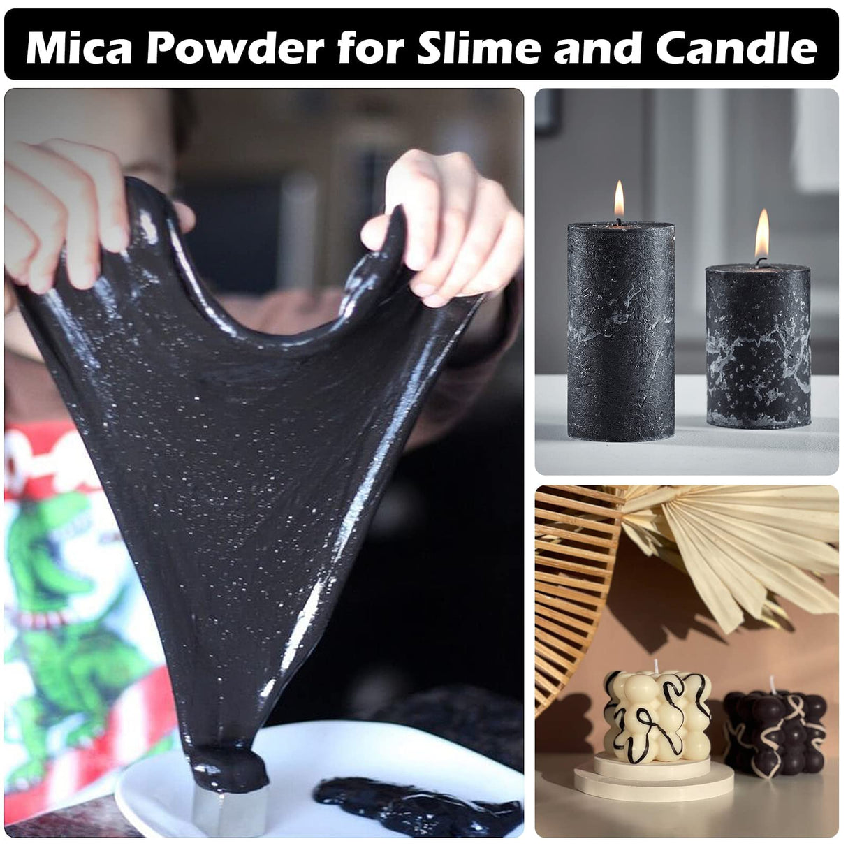 HTVRONT Black Mica Powder for Epoxy Resin - 3.5 oz (100g) Easy to Mix Resin Pigment Powder, Nature Non-Toxic Mica Powder for Soap Making, Candle HTVRONT