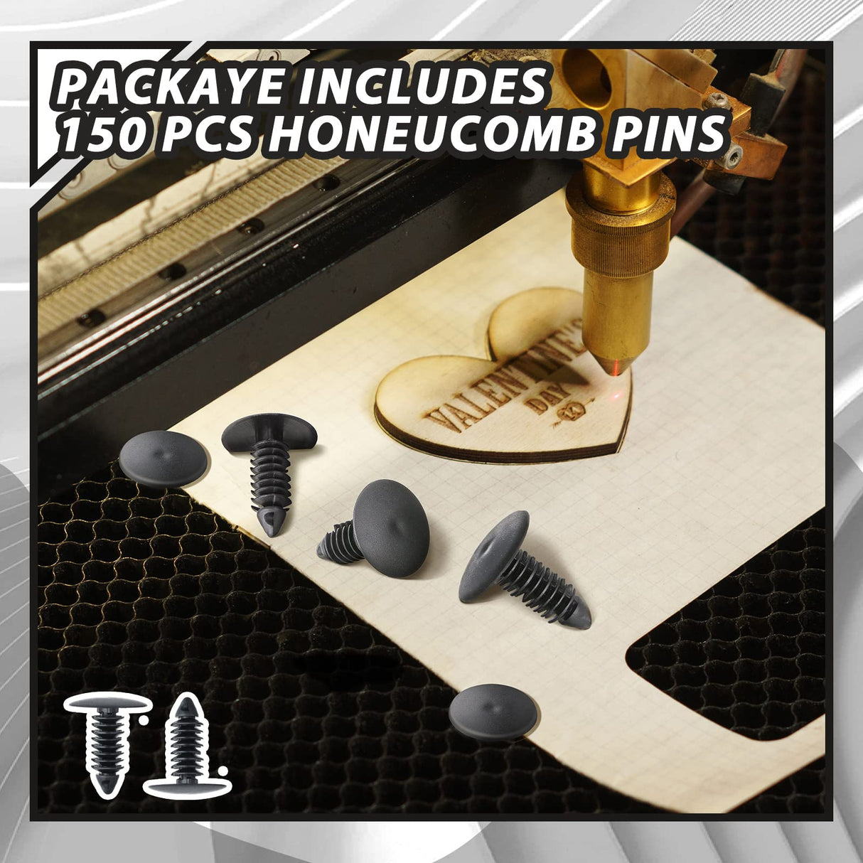 150 Pcs 7.5-8 mm Honeycomb Pins Honeycomb Laser Bed Hold Down Pins Engraver Accessories Honeycomb Fixing Needle for Grid Working Table Laser Cutter Tatuo