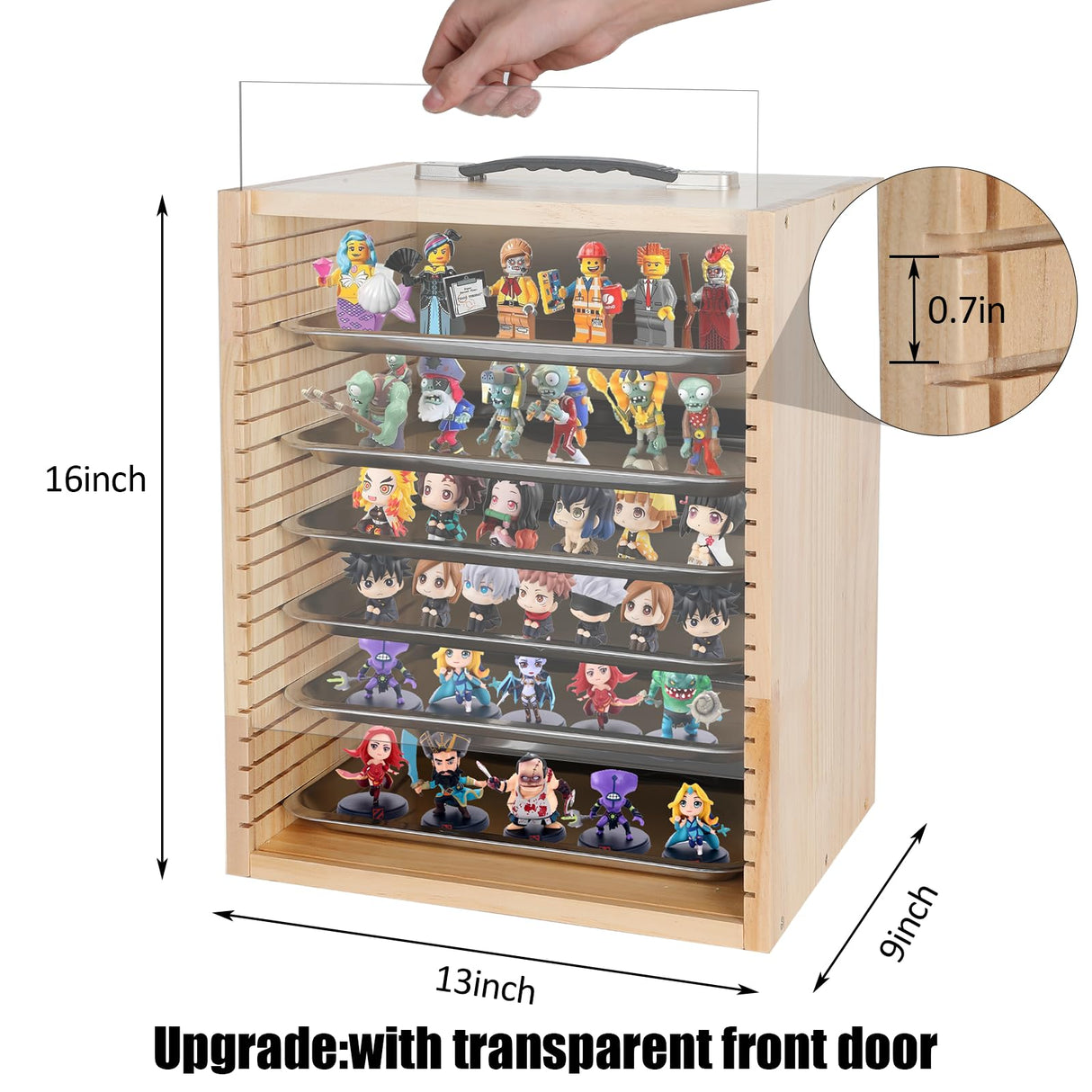 Olasme Miniatures Display Cases Miniatures Storage Case Wooden Miniatures Carrying Case Collectibles Travel Box Olasme