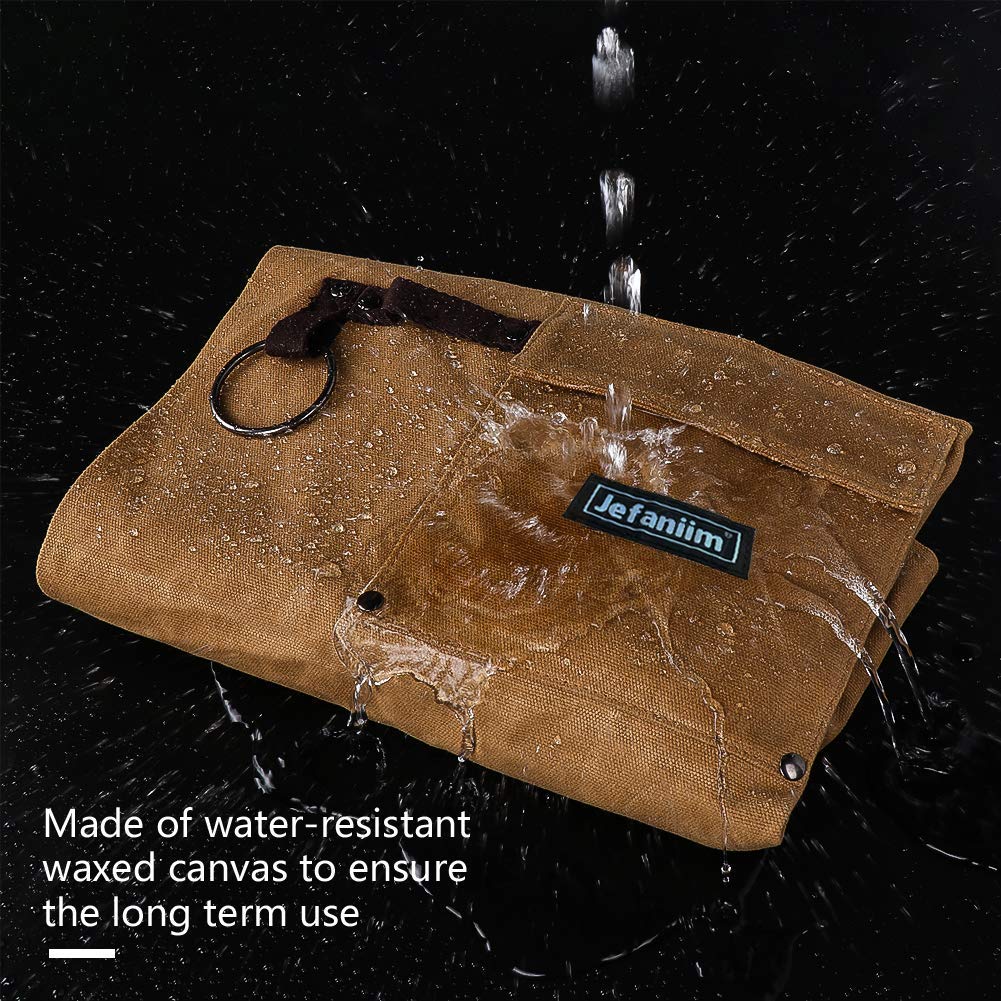 Waxed Canvas Shop Apron for Men & Women.Woodworking Aprons Heavy Duty Work Apron with Pockets. Big Bulk Tool Apron with Adjustable Cross-Back Jefaniim