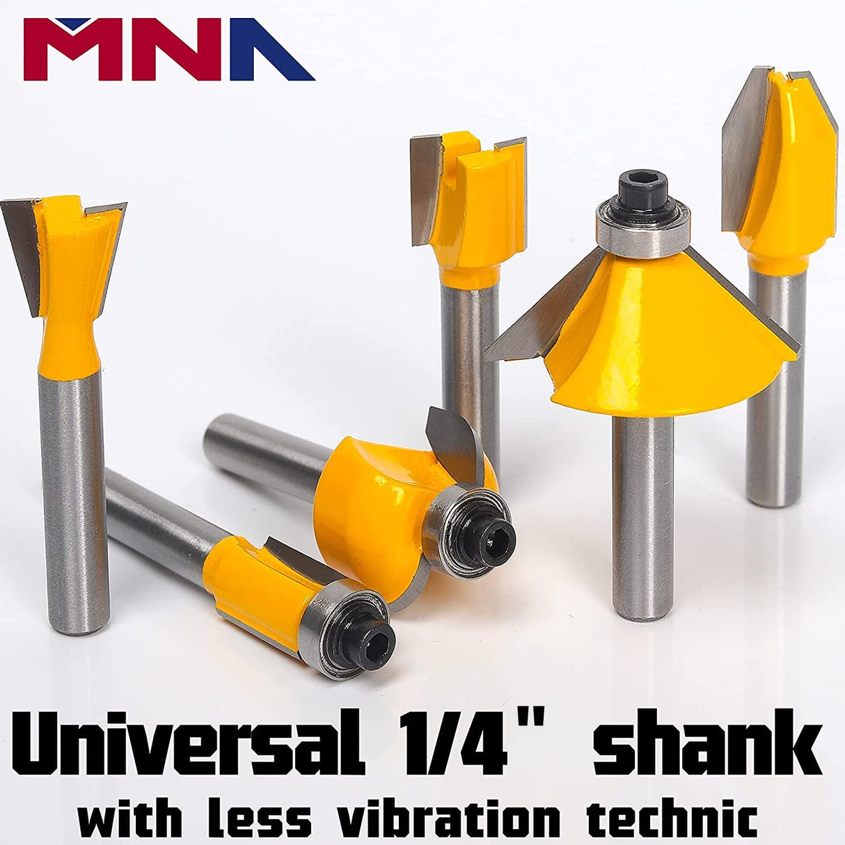 MNA Router Bit Set 25 Pieces 1/4 Inch, European Edition Router Bits Kit, Traditional Woodworking Tools, Aluminium Case MNA