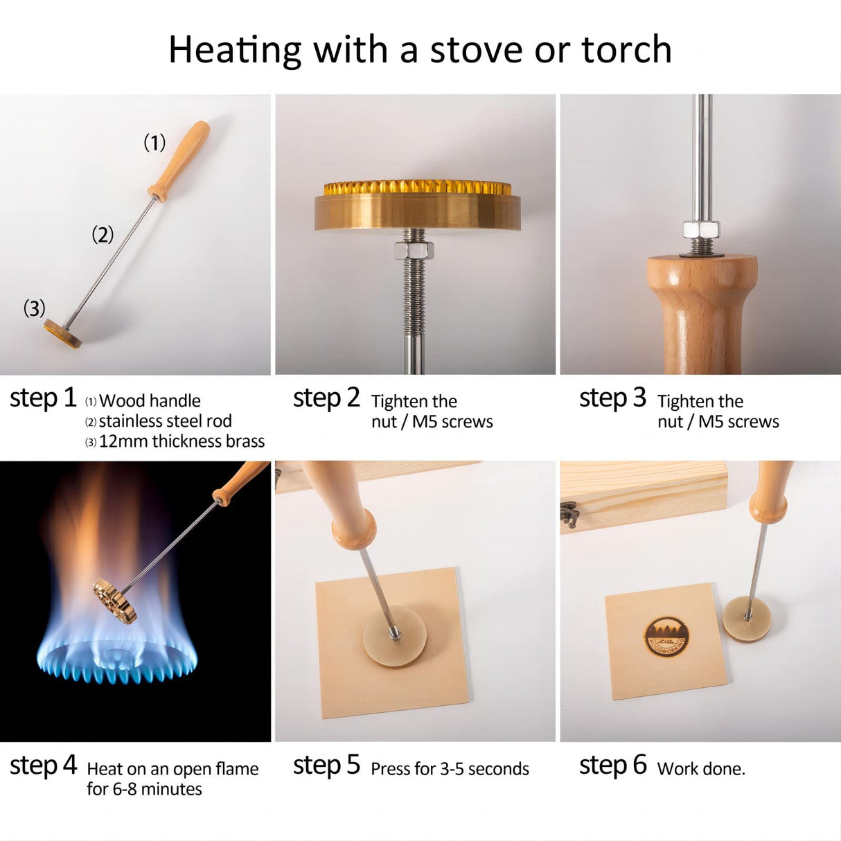 Personalised Deironply Wood Branding Iron - Custom Brass Stamp with Handle for Unique Crafting Deironply