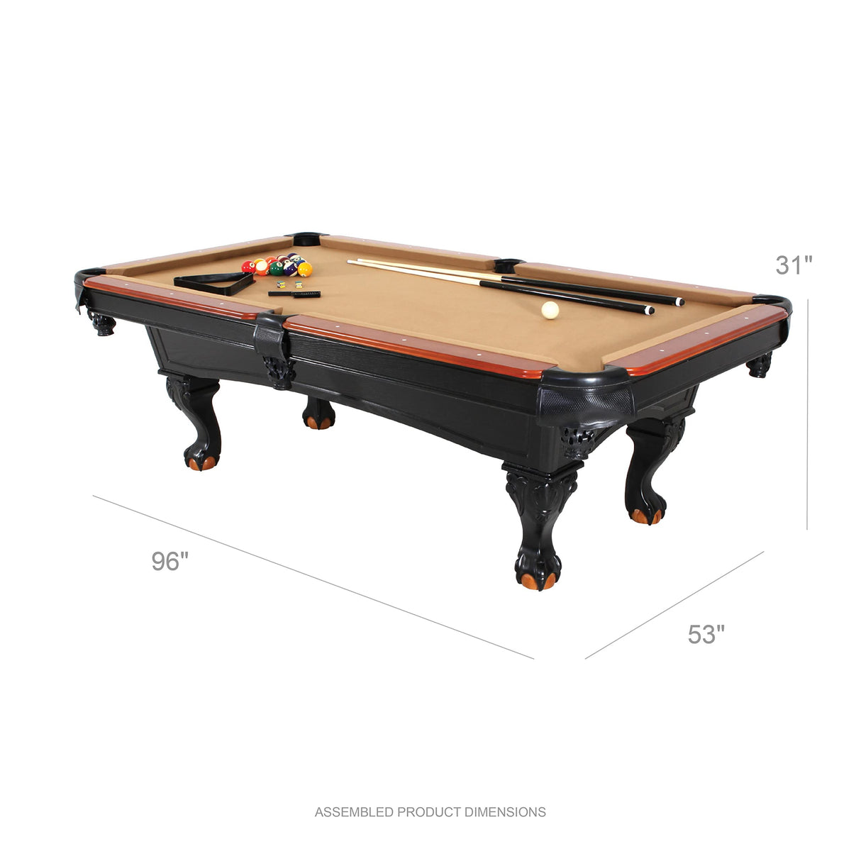 Minnesota Fats 8' Covington Billiard Table with Carved Solid-Wood Legs and Antiqued Wood Finish Minnesota Fats