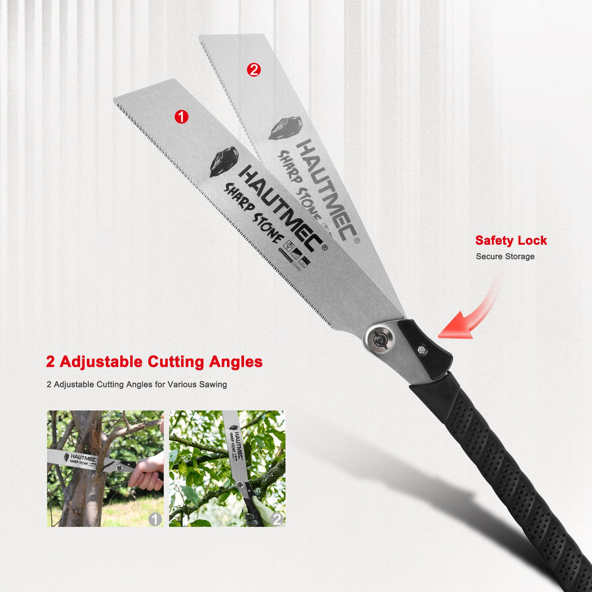 HAUTMEC Japanese Pull Saw, 9“ Foldable Hand Saw with SK5 Steel Blade, Trapezoidal Teeth for Woodworking, Sharp Stone Series, HT0312 HAUTMEC