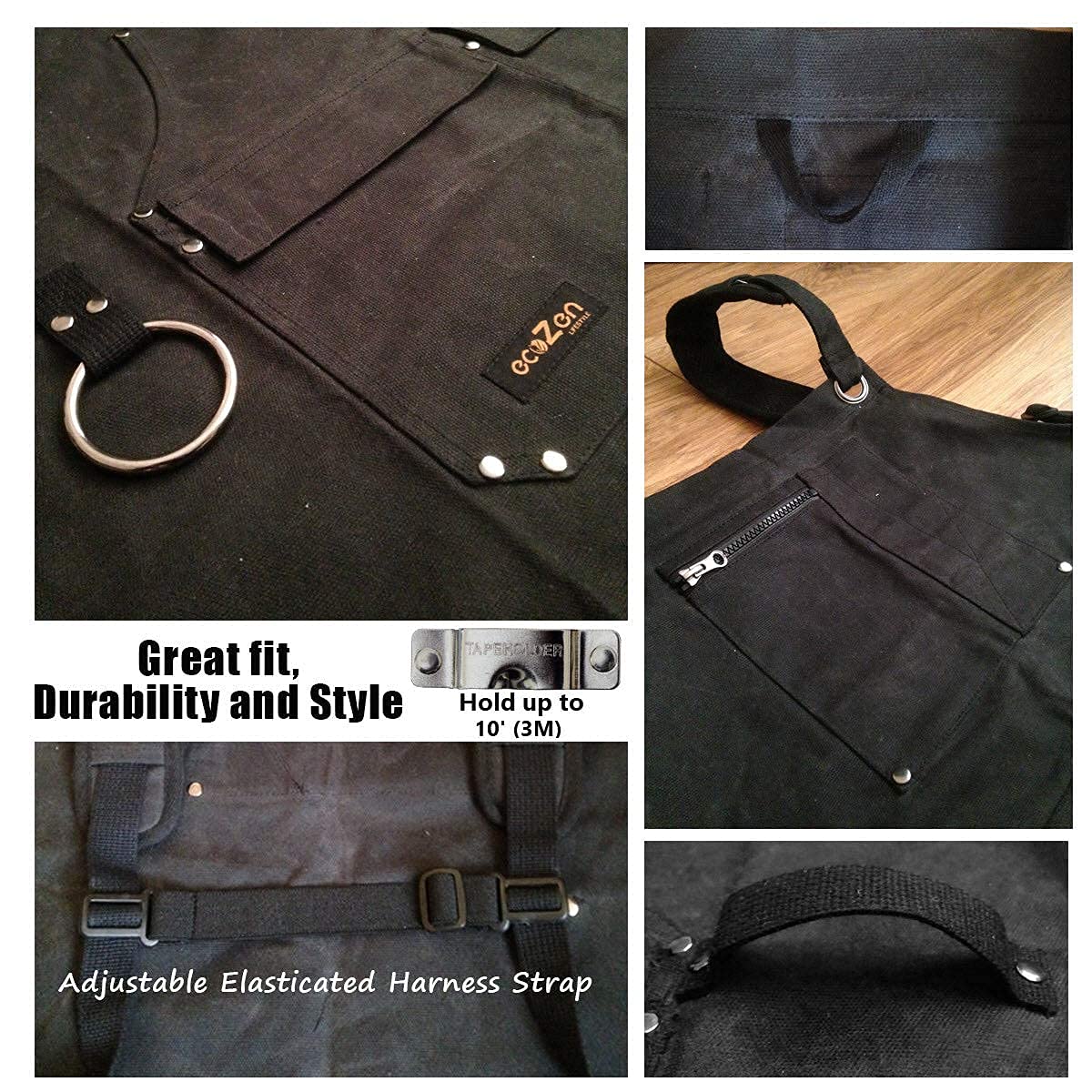 ecoZen Lifestyle Woodworking Shop Apron for Men - Carpenter Apron for Work Shop, Perfect Woodworking Gift, Heavy Duty Waxed Canvas Workshop Tool ecoZen Lifestyle