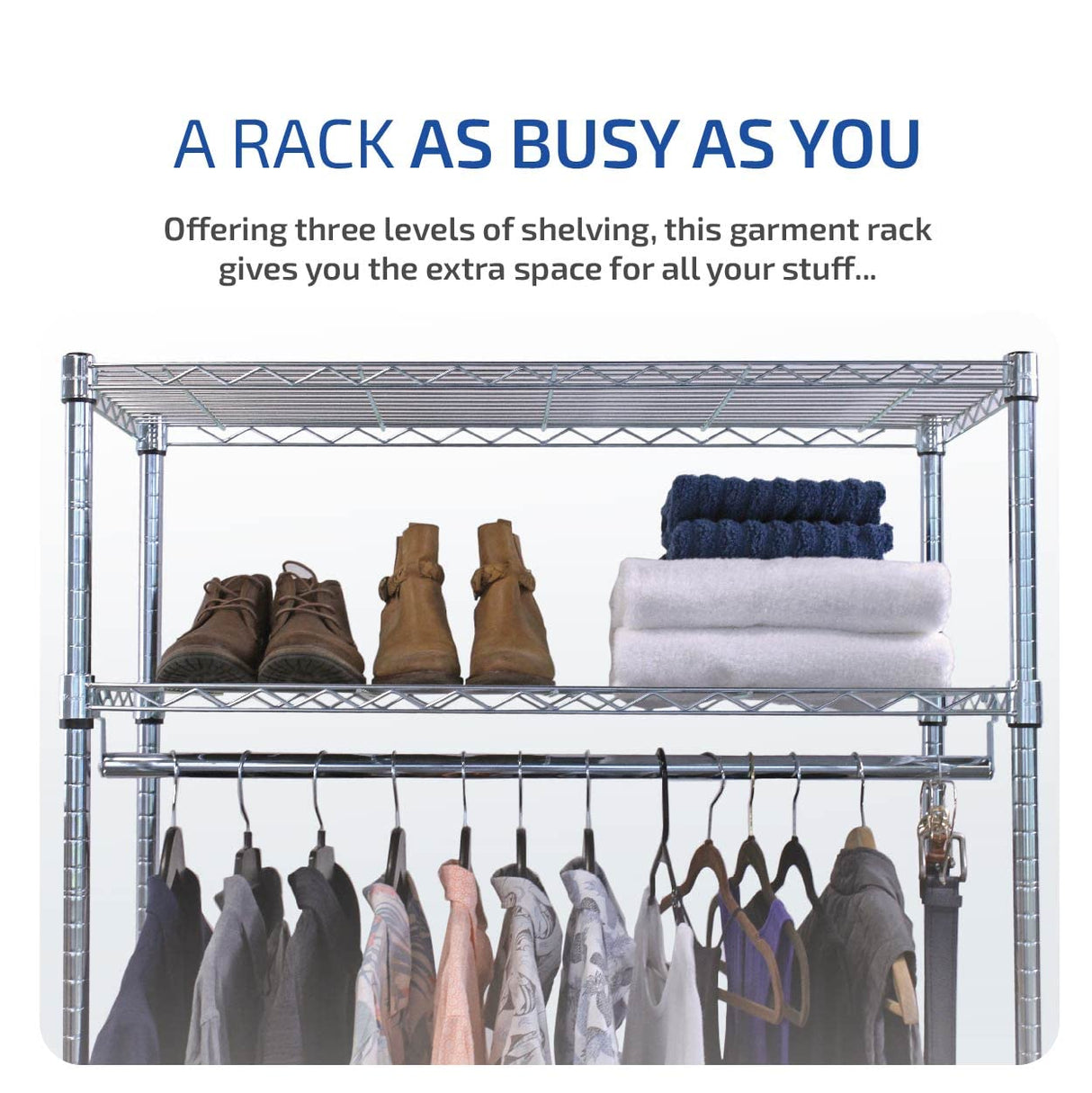 MonsterRax Clothing Rack - Garment Rack Storage, Wardrobe Clothes Organizer, Steel Clothing Racks, Shoes and Clothing Organizer, Adjustable Garment MonsterRAX Storage Solutions