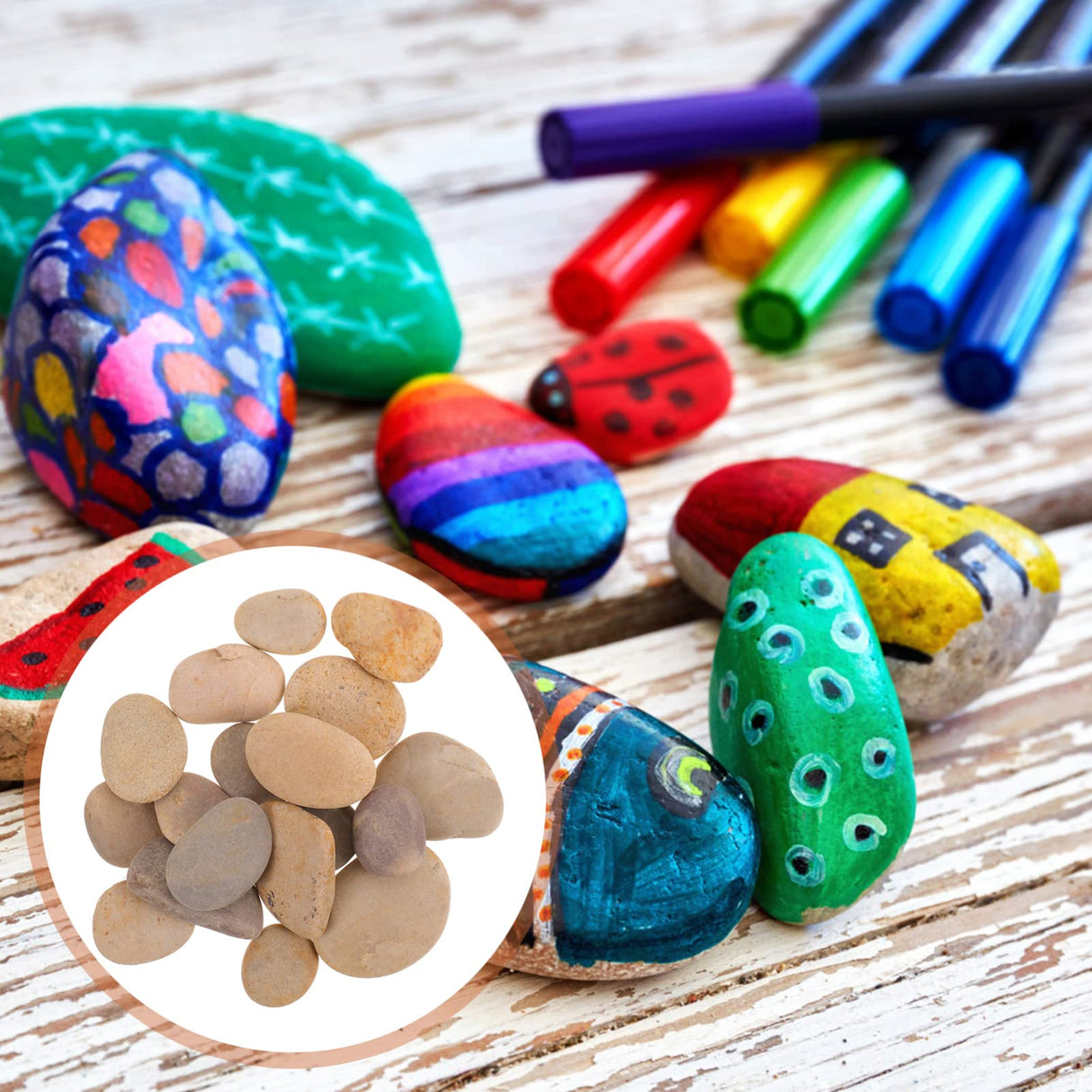 MAGICLULU 20pcs Painted Stone River Rocks for Painting Smooth Natural Stones Painting Rocks Bulk for Adults Bundle River Stones Birthday Party MAGICLULU