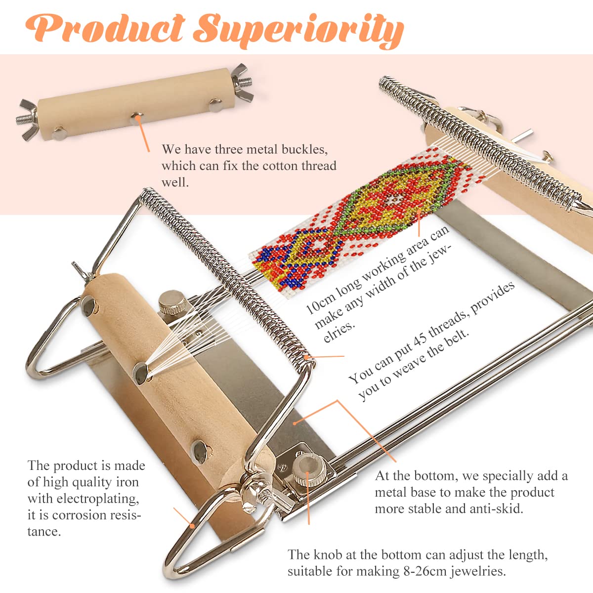 hobbyworker The Third Generation Beading Loom Kit with Seed Beads, Bead Needle,Beading Thread,Needle Threader,Bead Scoop and Instruction Manual,Bead hobbyworker