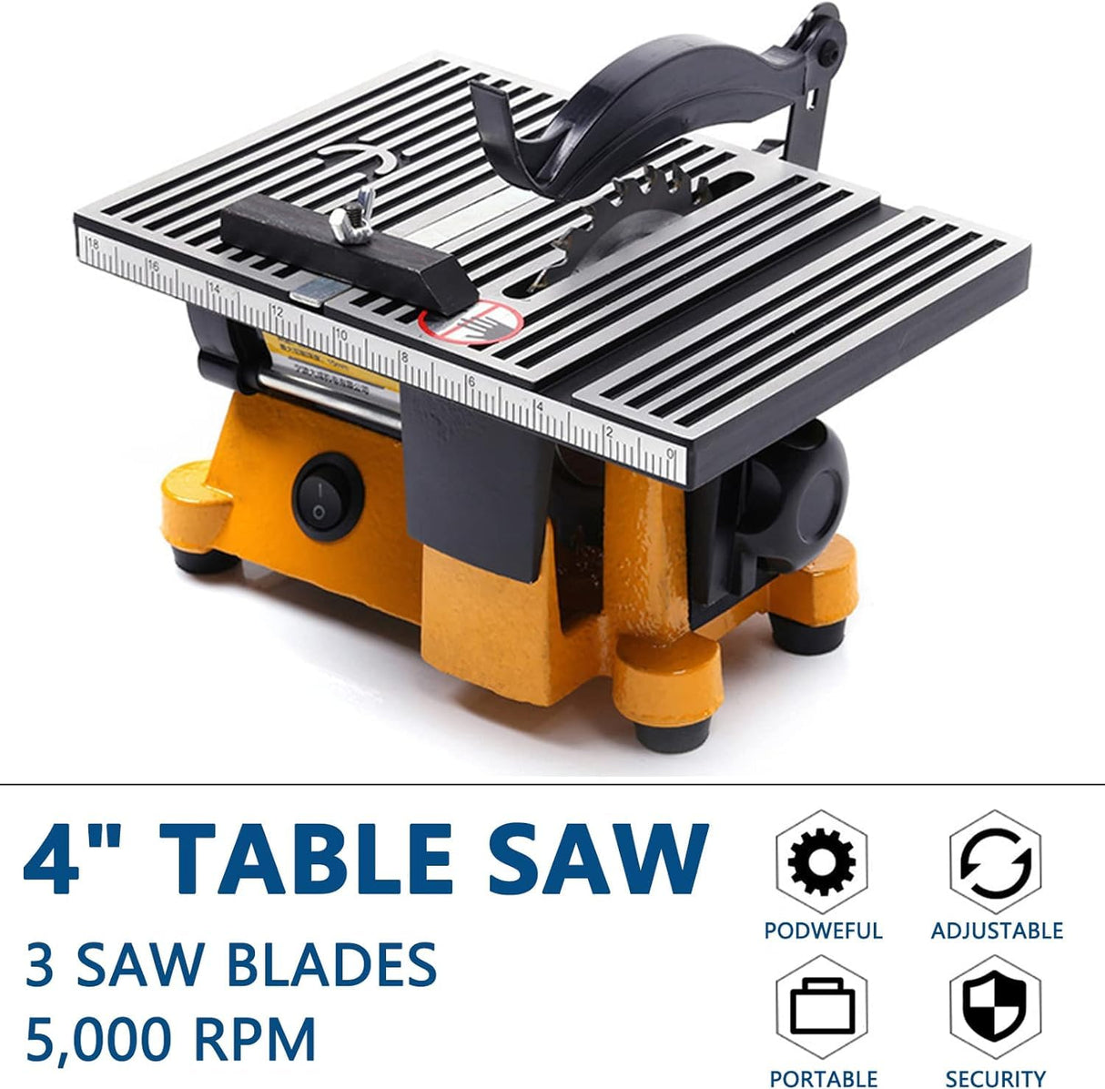 Multifunctional Mini Precision Table Saw Home DIY Woodworking Cutting Machine US (Yellow) DNYSYSJ