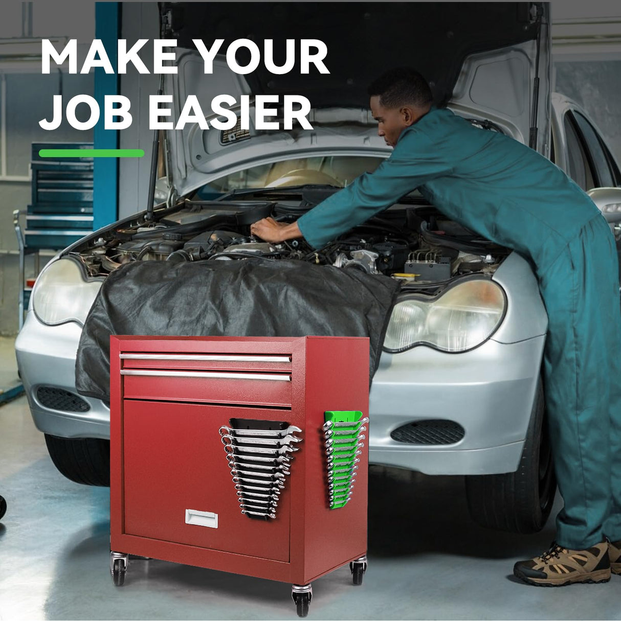 FTIHTRY 4Pack Magnetic Wrench Organizer wrench rack Tool Trays, Premium Quality Wrench Holder SAE(1/4" - 1/16") and Metric(6mm-24mm) FTIHTRY