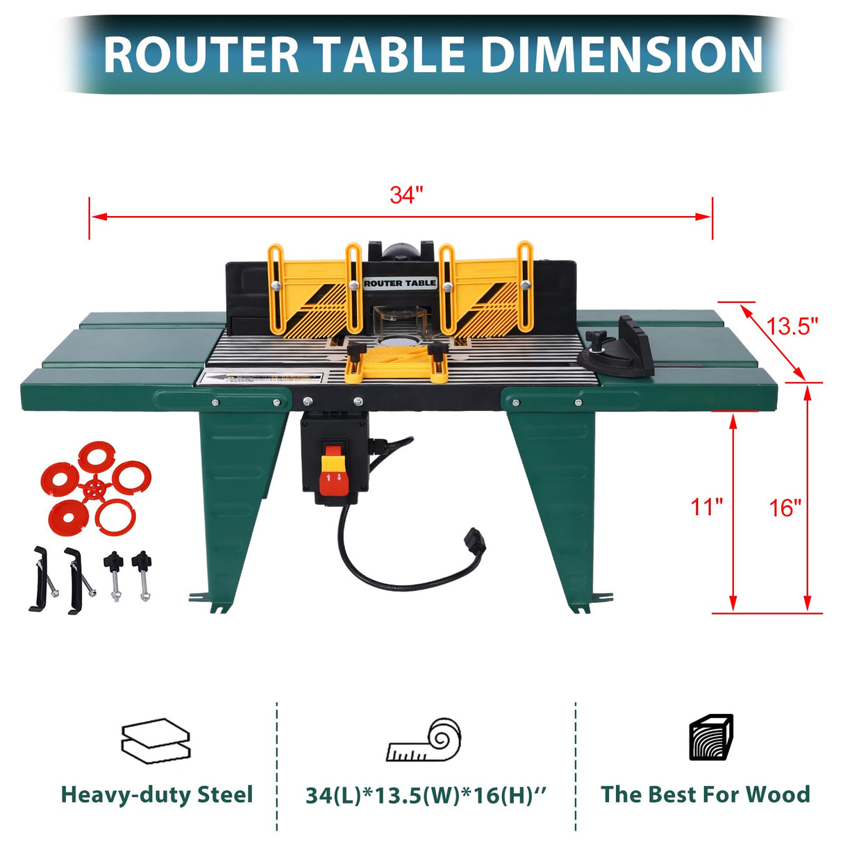 Electric Router Table, Universal Benchtop Router Tables Top with Steel Stand & Adjustable Fence Wood Working Router Table Precise Routing Table Nanberone