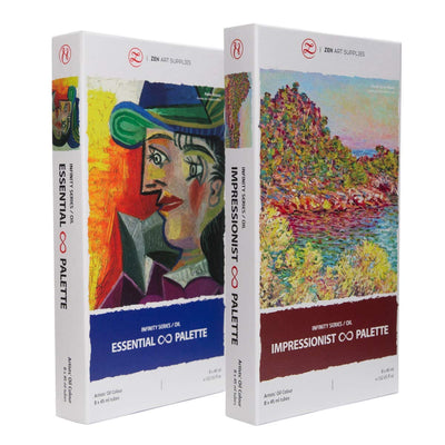 ZenART Non-Toxic Oil Paint Set for Professional Artists - 2 x 8 x 45ml Tubes - Bundle of Impressionist, and Essential Palette of Eco-friendly Paint