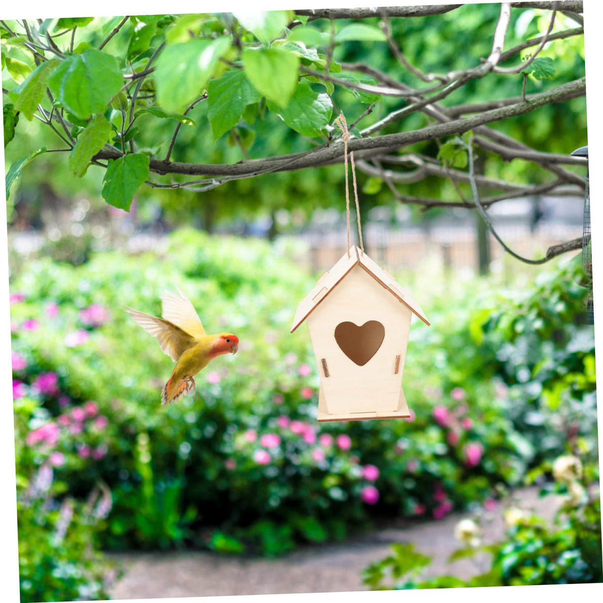 FUNOMOCYA 2pcs Wooden Bird House Decorative Bird Houses Kids playset Outdoor Outside Kids Toys Unfinished Wood Birdhouse Unpainted Wooden Birdhouses FUNOMOCYA