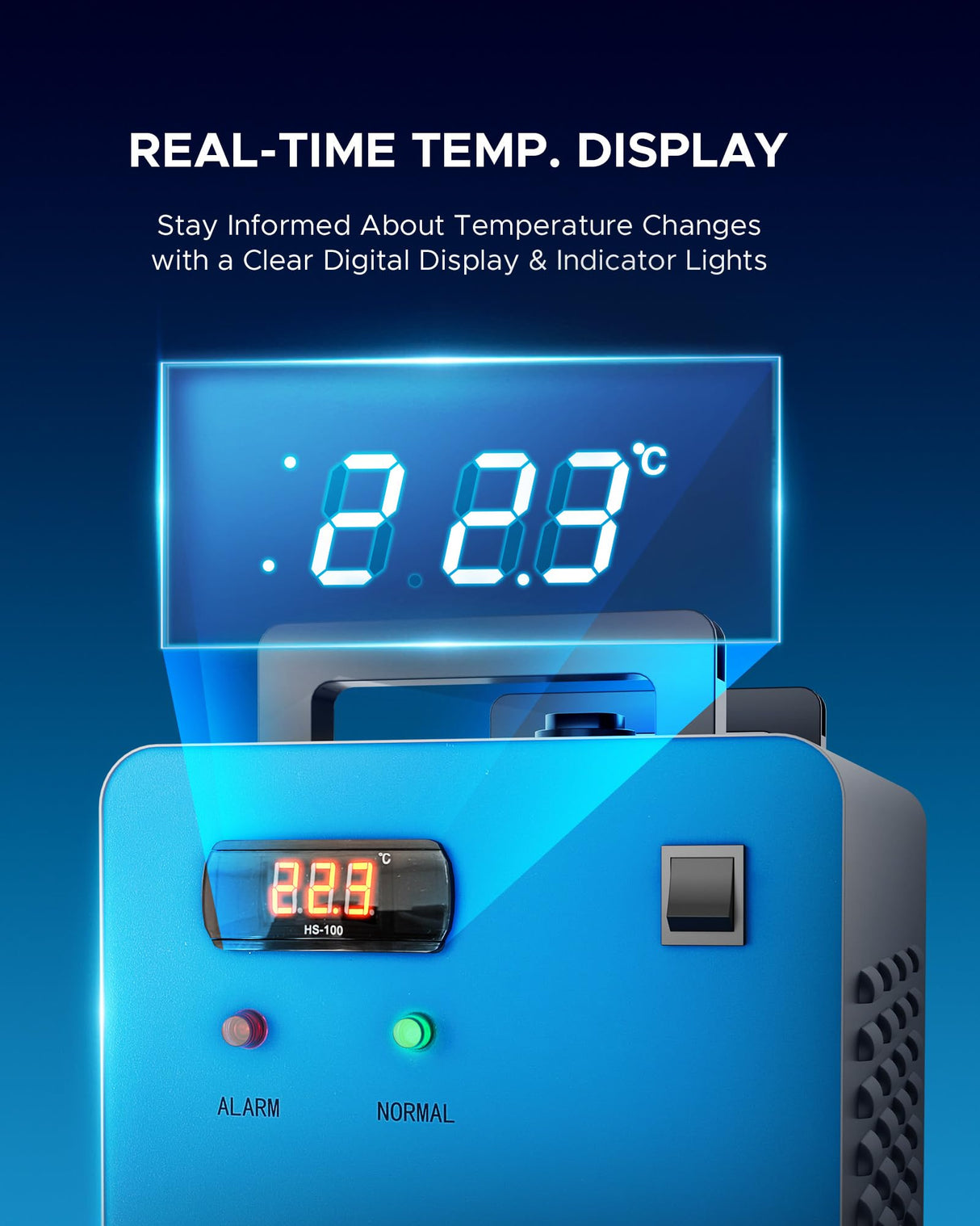 OMTECH 9L Industrial Water Chiller 2.6gpm CW-3000 Water Cooler for 40W K40 CO2 Laser Engraving & Cutting Machines, Water Cooling System Radiates 50W OMTech