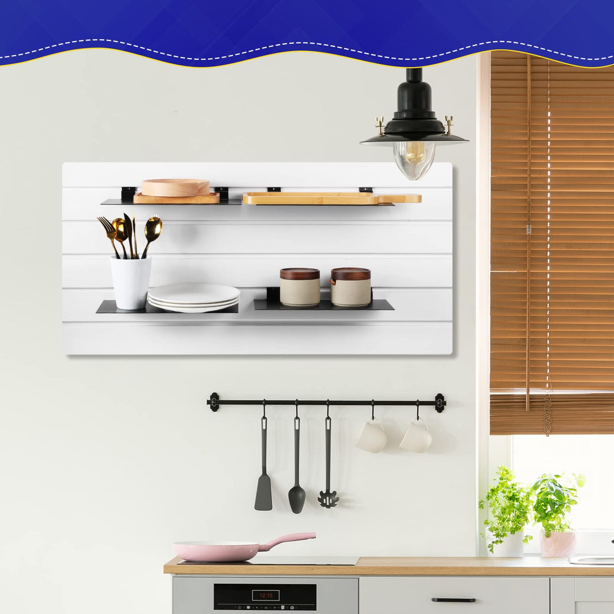 LEIFIDE Metal Slatwall Shelves 12 x 6 Inch Flat Display Shelves Hanging Slatwall Accessories for Slat Wall Bedroom Office Home Gaming Room Retail LEIFIDE