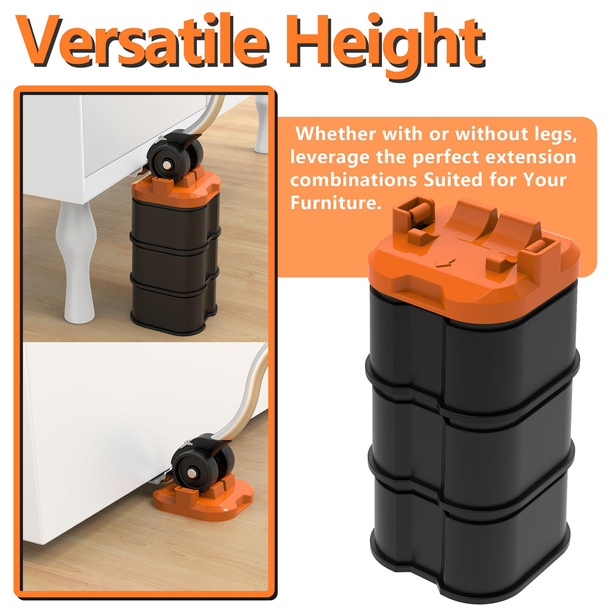 Furniture Lift Mover Tool, Heavy Duty Furniture Lifter and Movers Set with Sliders - Easily Move Heavy Items on Hardwood Flooring and Carpet (Orange) ONEON