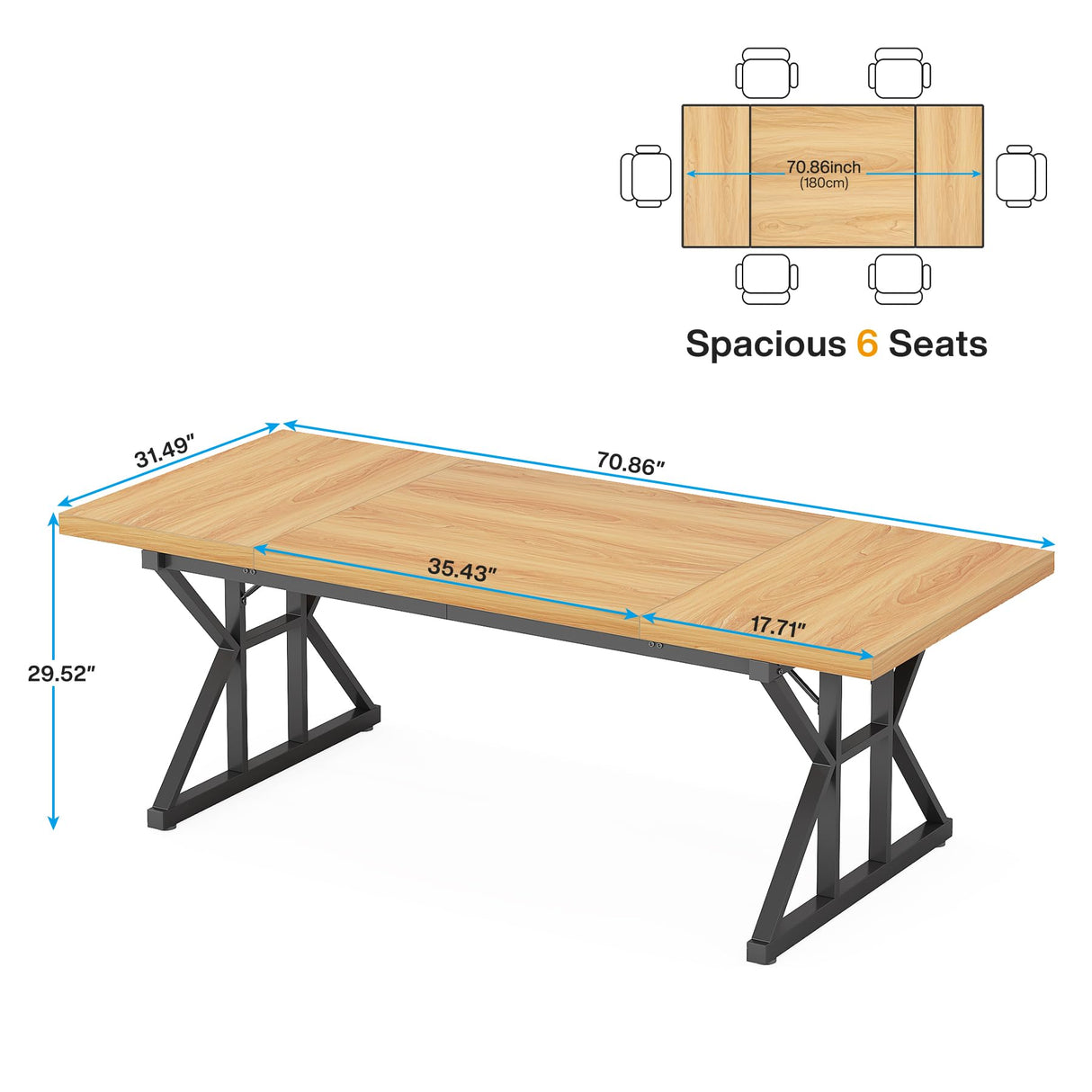 Tribesigns 70.8-Inch Executive Desk, Large Computer Office Desk Workstation, Modern Simple Style Laptop Desk Study Writing Table Business Furniture Tribesigns