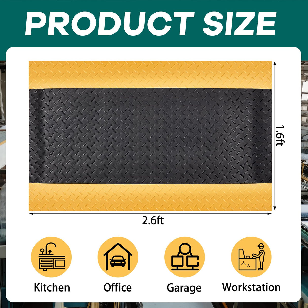 Timgle 2 Pcs Industrial Anti Fatigue Floor Mat 2.6 x 1.6 ft Anti Fatigue Mat Waterproof Standing Mat Anti Slip Commercial Floor Mat for Office Timgle
