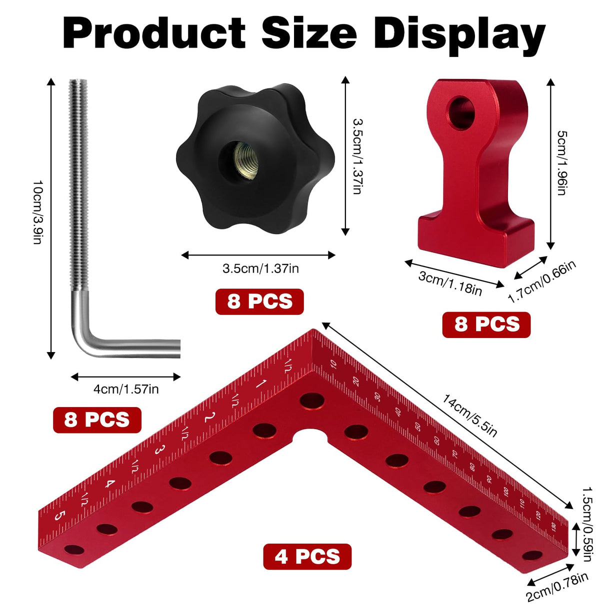 90 Degree Clamp Corner Clamp - Right Angle for Woodworking 4 Pack 5.5"x 5.5" Aluminum Alloy Woodworking Corner Clamps Wood Working Tools and Vdsfand