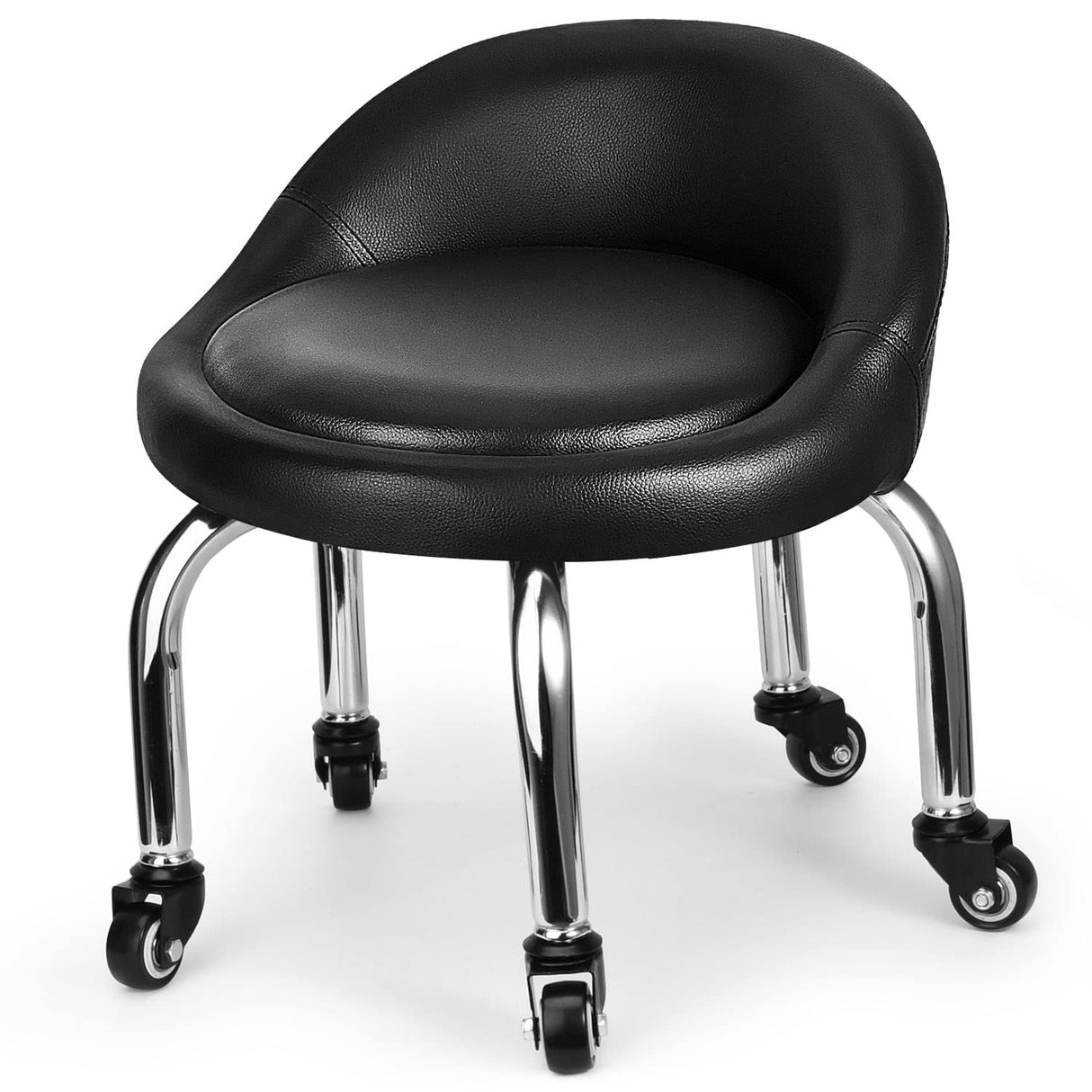 FLOLXNB Low Height Rolling Stool with Back, Low Height Rolling Chair, Low Stool with Wheels for Garage Shop Home Office,L FLOLXNB