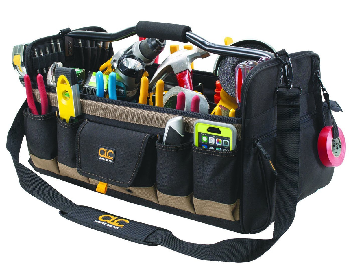 Custom Leathercraft WORK GEAR 1579 20 Inch, Open Top, Soft Sided Tool Box, 27 Pockets Custom Leathercraft