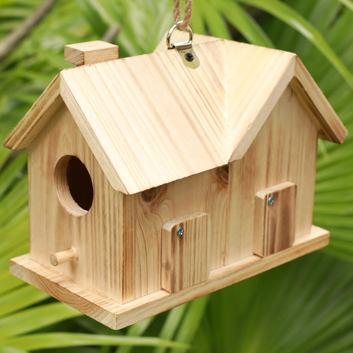 Bird House Outdoors Hanging Bird House for Outside - Unfinished Wooden Birdhouse for Painting - Sheltered Warm Place for Small Birds Bluebird House- STARSWR