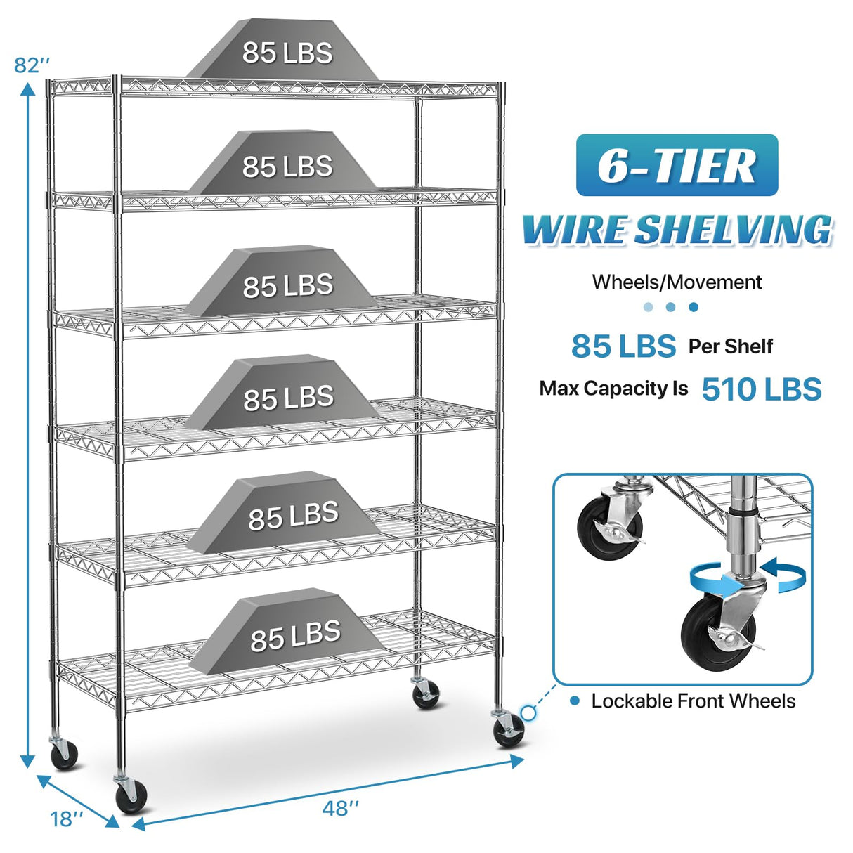 Meet perfect Adjustable Storage Shelves 6 Tier Wire Shelving Unit and Storage, 2100lbs Capacity Metal Shelving Heavy Duty Garage Shelves Storage Meet perfect