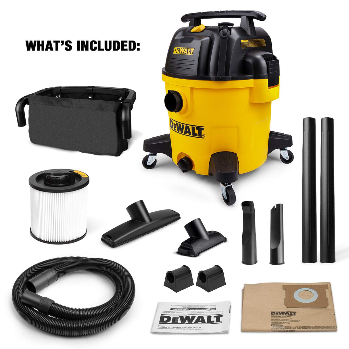 DeWALT DXV10PZ 10 Gallon 5.5 Peak HP Poly Wet Dry Vacuum, Yellow DEWALT