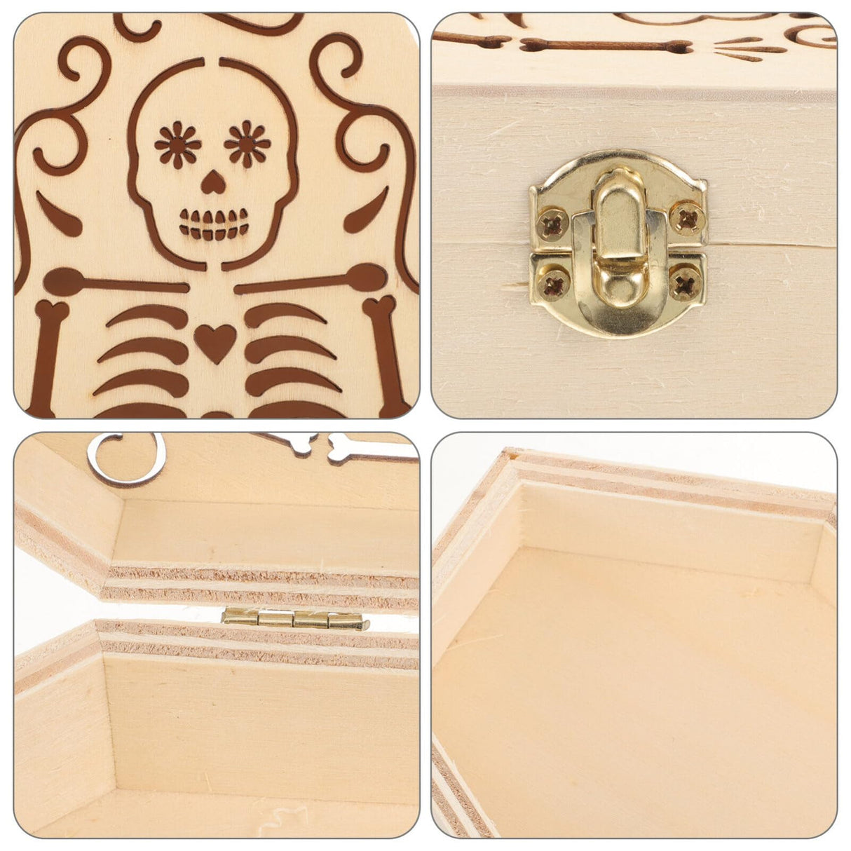 GANAZONO Unfinished Wood Coffin Halloween Coffin Box Small Unfinished Wood Funeral Coffin with Hinged Lid DIY Keepsake Casket Coffin Treat Box for GANAZONO