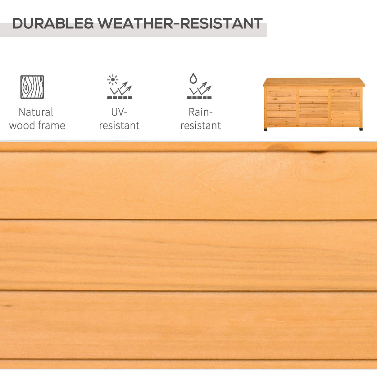 Outsunny 75 Gallon Wooden Deck Box, Outdoor Storage Container with Aerating Gap & Weather-Fighting Finish, Yellow Outsunny
